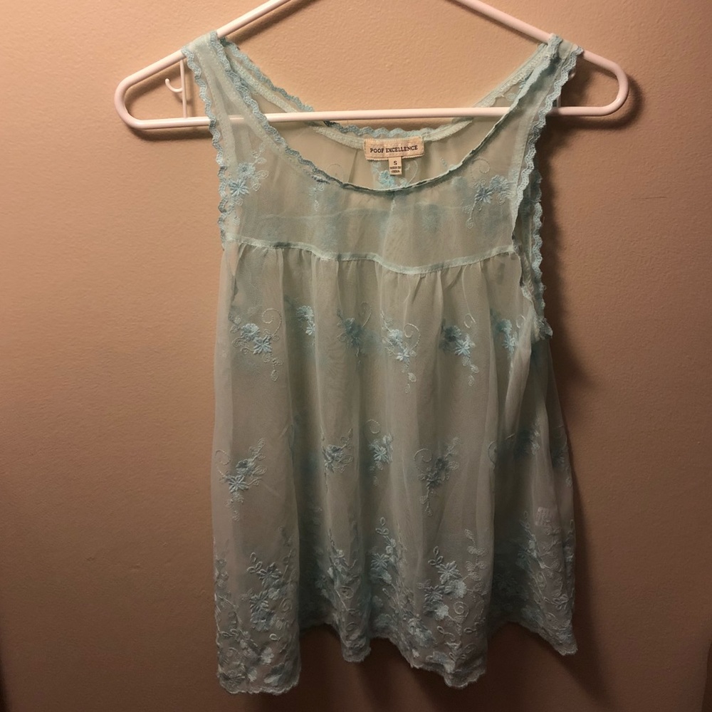 embroidered mesh blouse
